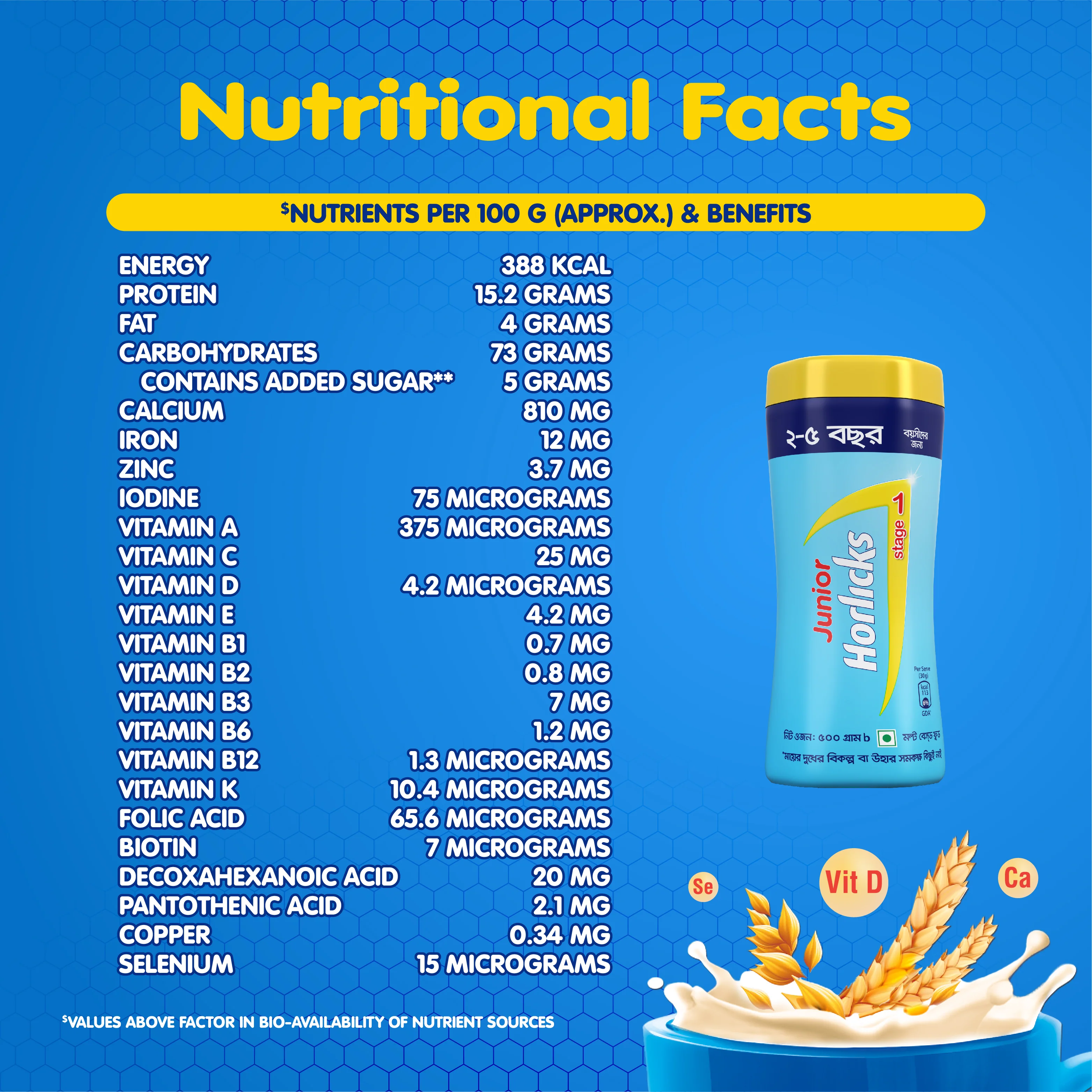 Junior Horlicks Health and Nutrition Drink Stage-1 Jar 500g (Powder Drink) - Image 5